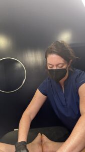 Stephanie Staton, Smoothe & Co. manager doing a Brazilian wax in Raleigh, NC.