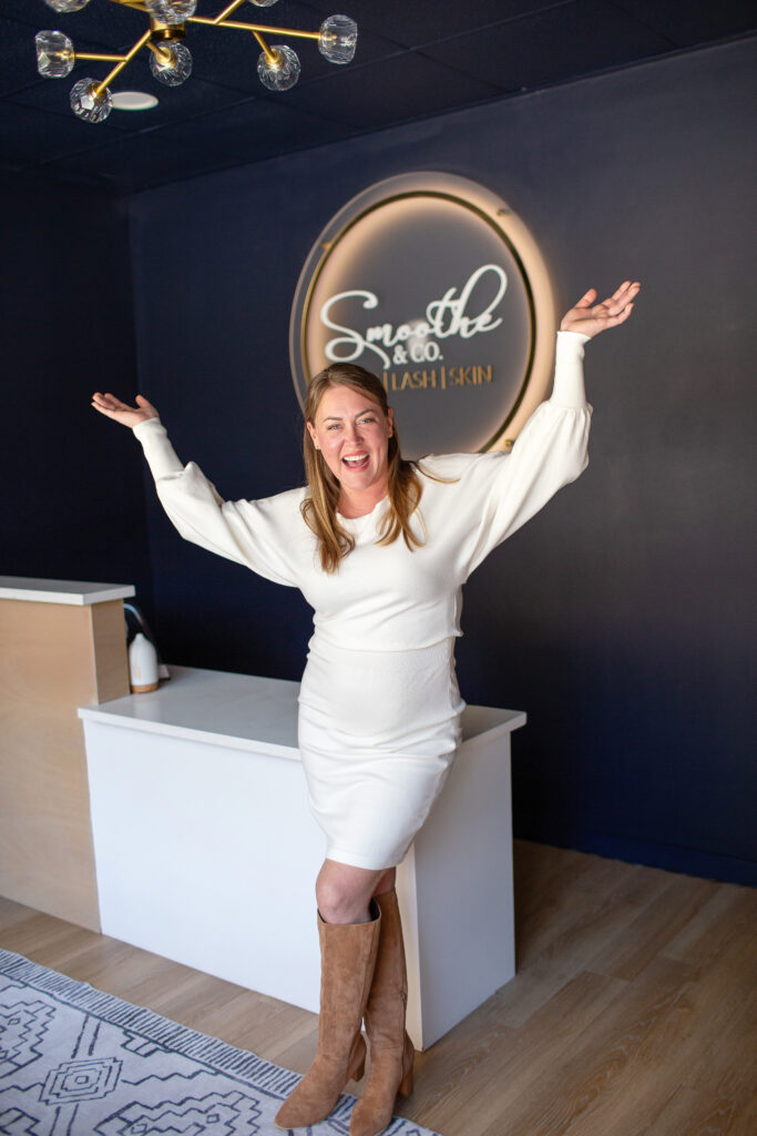 Lindsey Westendorf, owner of Smoothe & Co. located in North Raleigh. Waxer, facails, chemical  peels, advanced treatments, microneedling, lashes, and more.